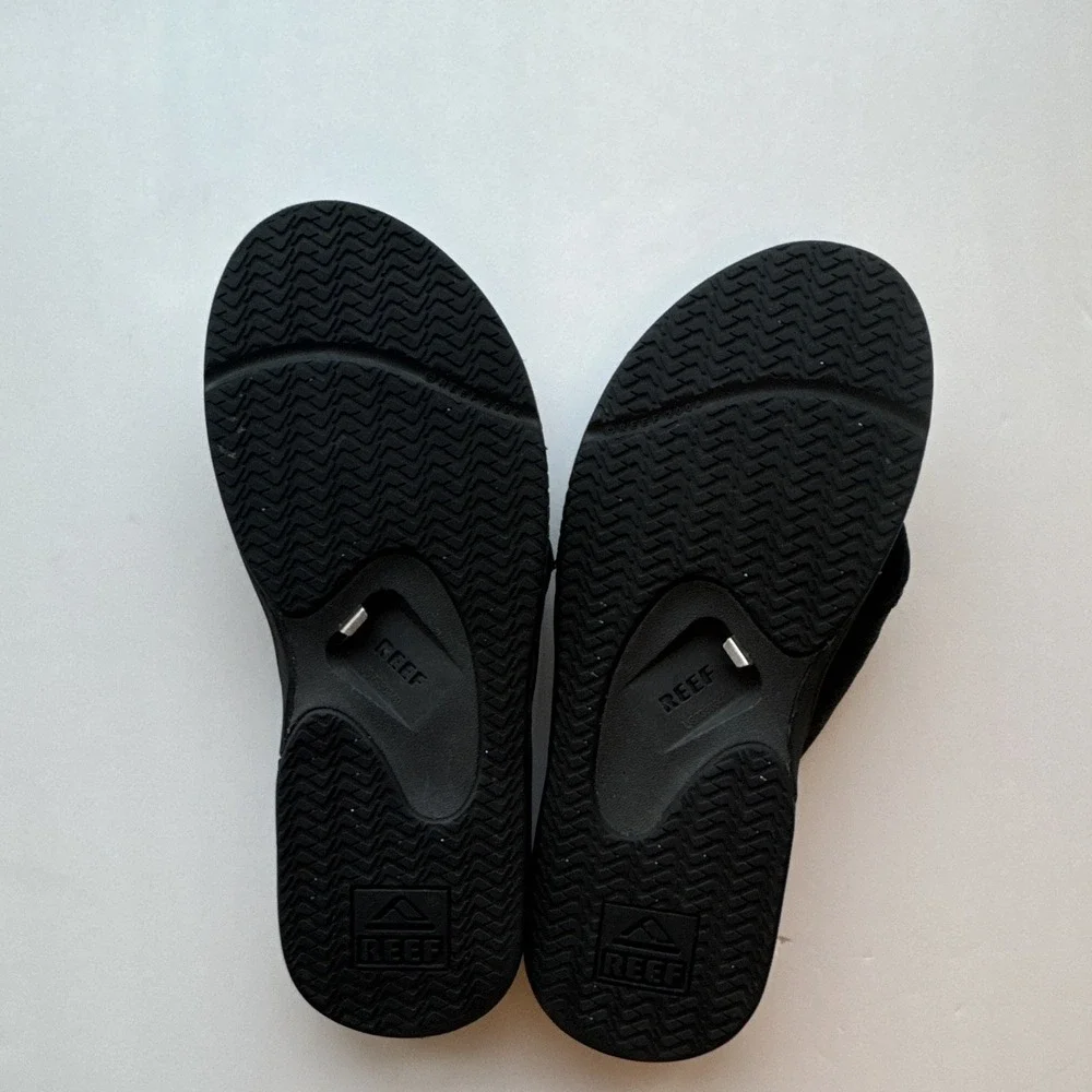 Reef Men's Black Flip Flop Sandal Slip-On Thong, Solid with Logo Accent